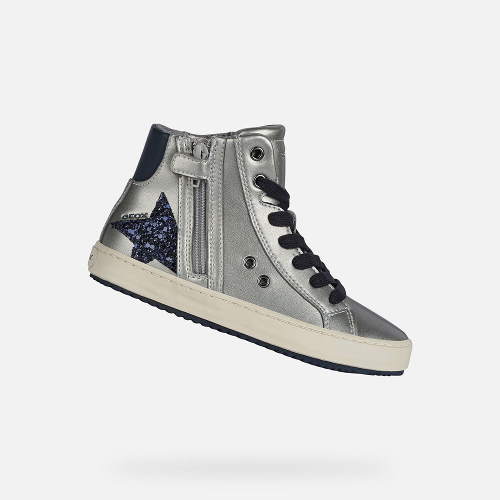 Geox Kiz Çocuk Spor Ayakkabı Koyu Gümüş/Mavi - Kalispera - CBQ-316284